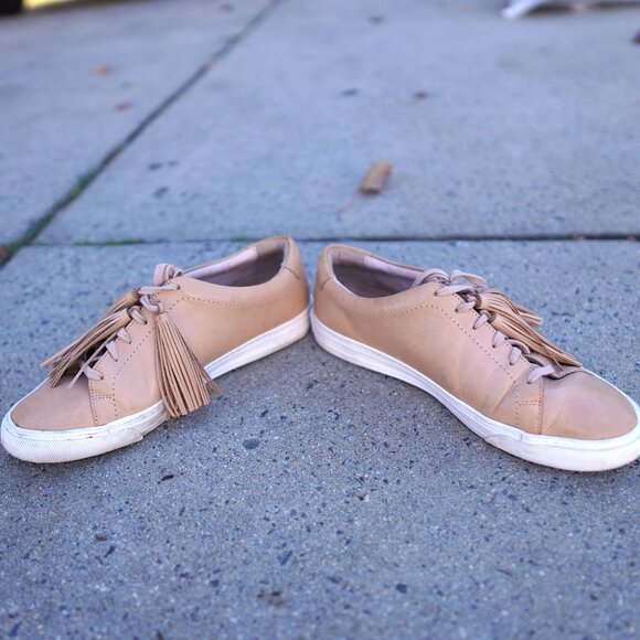 Loeffler Randall Logan Tassel Sneaker Nude Leather 10.6" Footbed Quiet Luxury - Picture 6 of 8